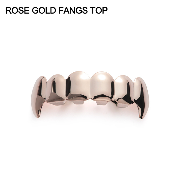 Gold Plated Rhinestone Teeth Grillz Gangsta Body Jewelry Mold Kit Hip Hop Tooth Caps Top Bottom Grill Rapper Dental Jewelry