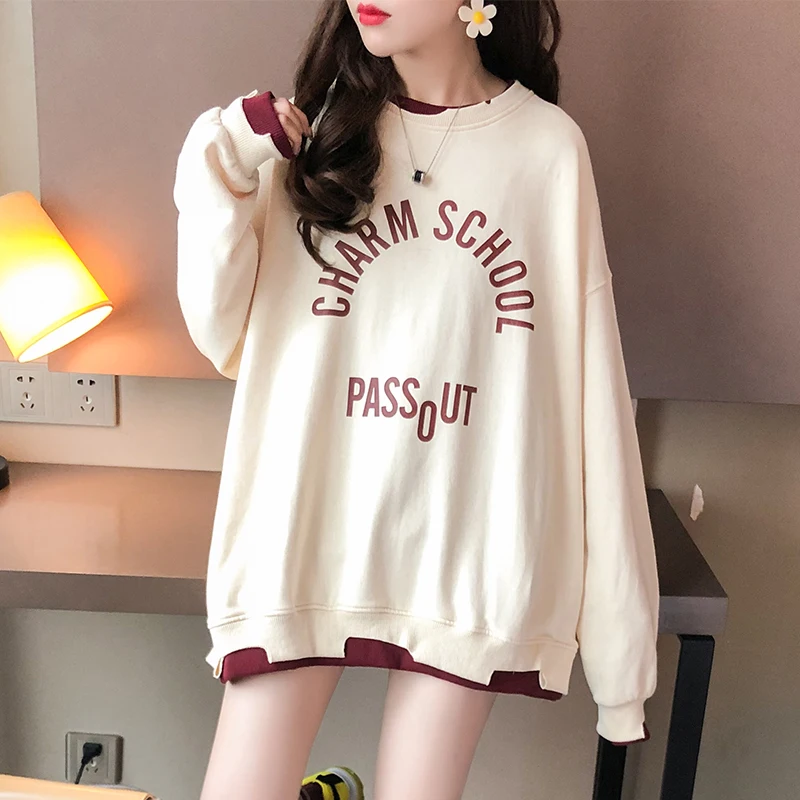 

Women's coat 2019 new women loose early autumn lazy wind fake two-piece short jacket ins tide letter shirt women
