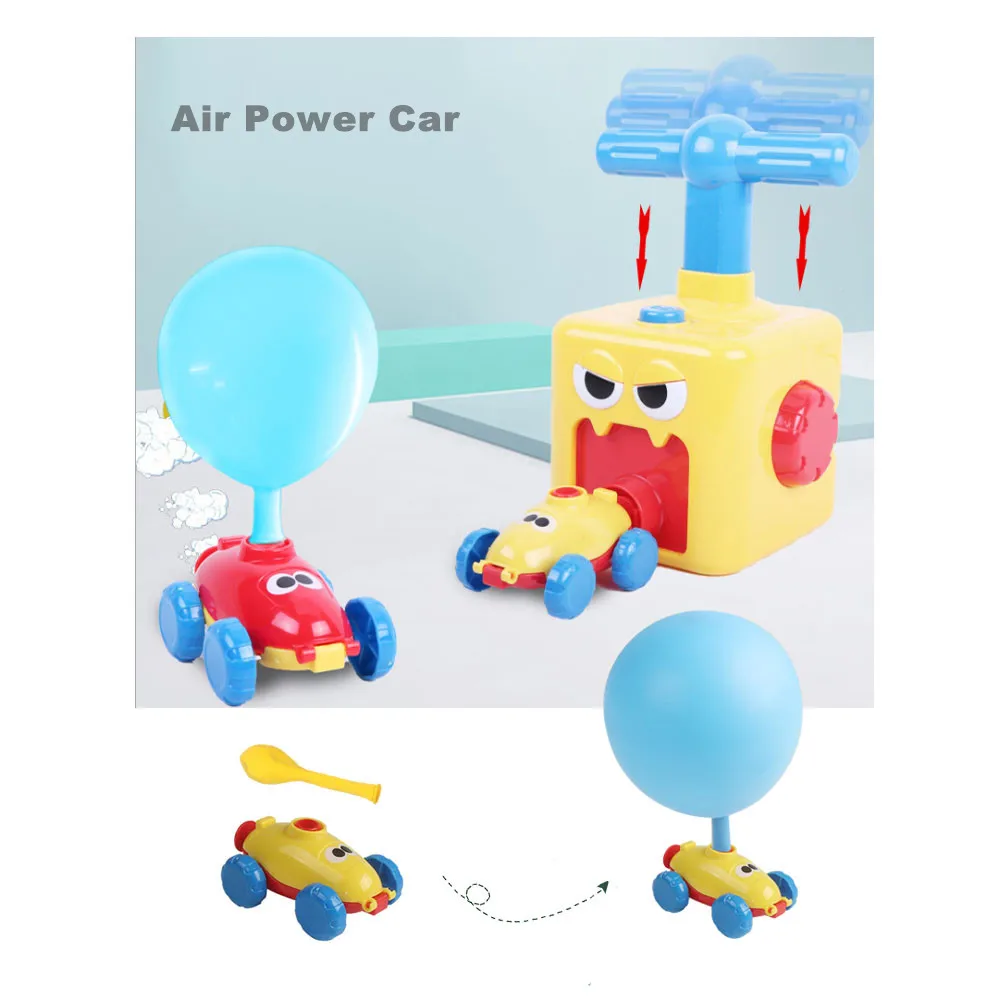 Forart Enfants Inertial Power Balloon Car Air Powered Car Science Experiment Toy Puzzle Fun Kids Educational Inertial Power Car Toy 
