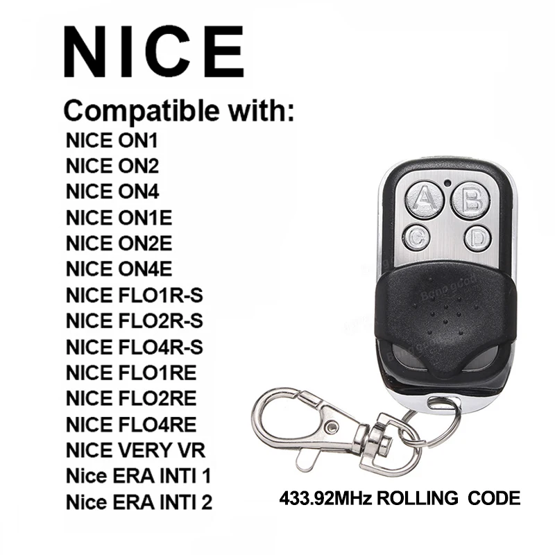 

For NICE FLORS FLO2RE FLO2R-S 433.92MHz remote control rolling code NICE command