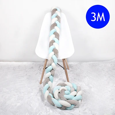 2.5M 3M Length Knot Newborn Bumper Long Knotted Braid Pillow Baby Bed Bumper in the Soft Crib Infant Room Decor - Цвет: As shows 3M