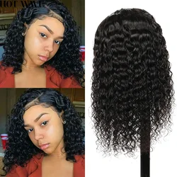 Hot Wave Water Wave Short Bob Wig Lace Front Wig Transparent Lace Frontal Wigs 4x4 Remy Lace Closure Human Hair Wigs