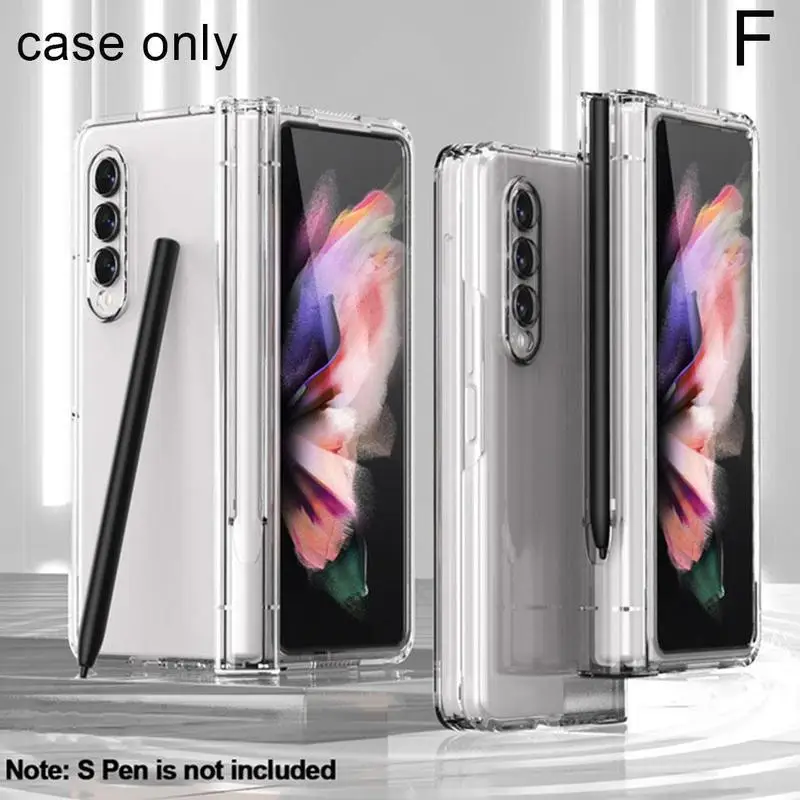 kawaii samsung cases Bản Lề Bảo Vệ Đầy Đủ Với Khe Cắm Bút Capa Dành Cho Samsung Galaxy Samsung Galaxy Z Gấp 3 Ốp Lưng 5G Với Màn Hình Mặt Trước Kính Z Fold3 Nhựa Bìa Cứng silicone case samsung Cases For Samsung