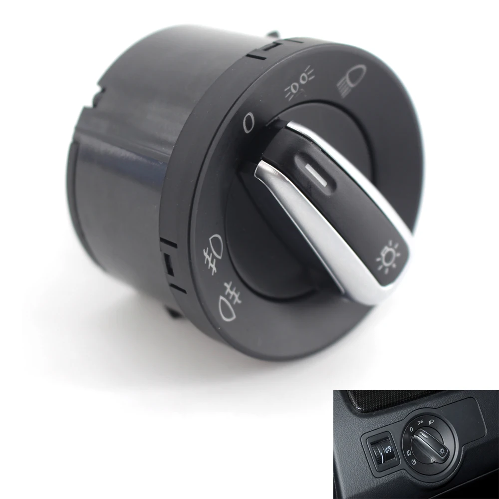 Chrome Headlight Switch Contorl Fit for VW Jetta Golf GTI MK5 MK6