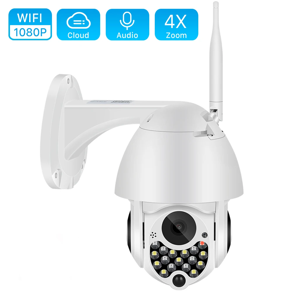 Наружная Wifi PTZ камера 1080P с сиреной светильник с автоматическим отслеживанием облачная Домашняя безопасность ip-камера 2MP 4X цифровой зум скоростная купольная камера