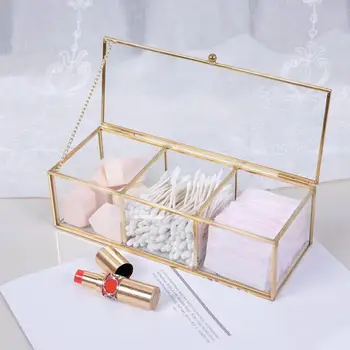

Storage Box Geometric Clear Glass Jewelry Box Jewelry Organizer Holder Tabletop Earrings Ring Container Home Jewelry Container