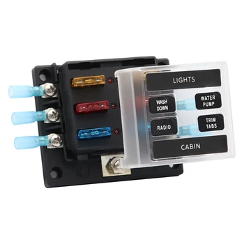 

6-Way Car Fuse Box 1 in 6 Out Car Fuse Box Universal Automative Fuse Box with Led Indicator for Car Boat Marine Caravan