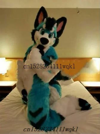 Blue Furry Fox Dog Mascot Costume Holiday Celebration Fancy Dress Wolf Cosplay Characteristi Clothing A3201 | Тематическая одежда