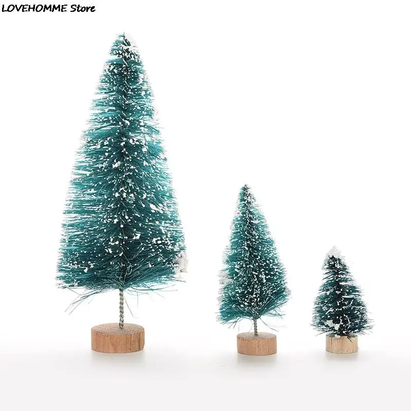 Mini Christmas Tree 1/3/6 Pcs Artificial Sisal Snow Landscape Architecture for Christmas Crafts Tabletop Decor