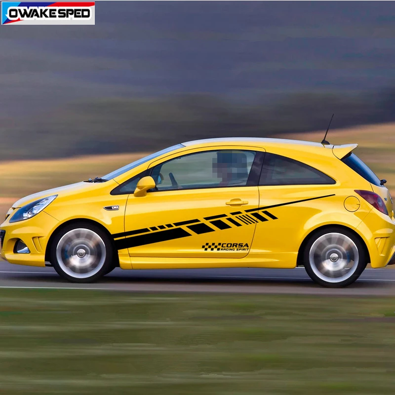 Racing Sport Stripes Car Door Side Decor Sticker For Opel-Corsa OPC 3-5 Doors Auto Body Vinyl Decals Exteiror Accessories | Автомобили и