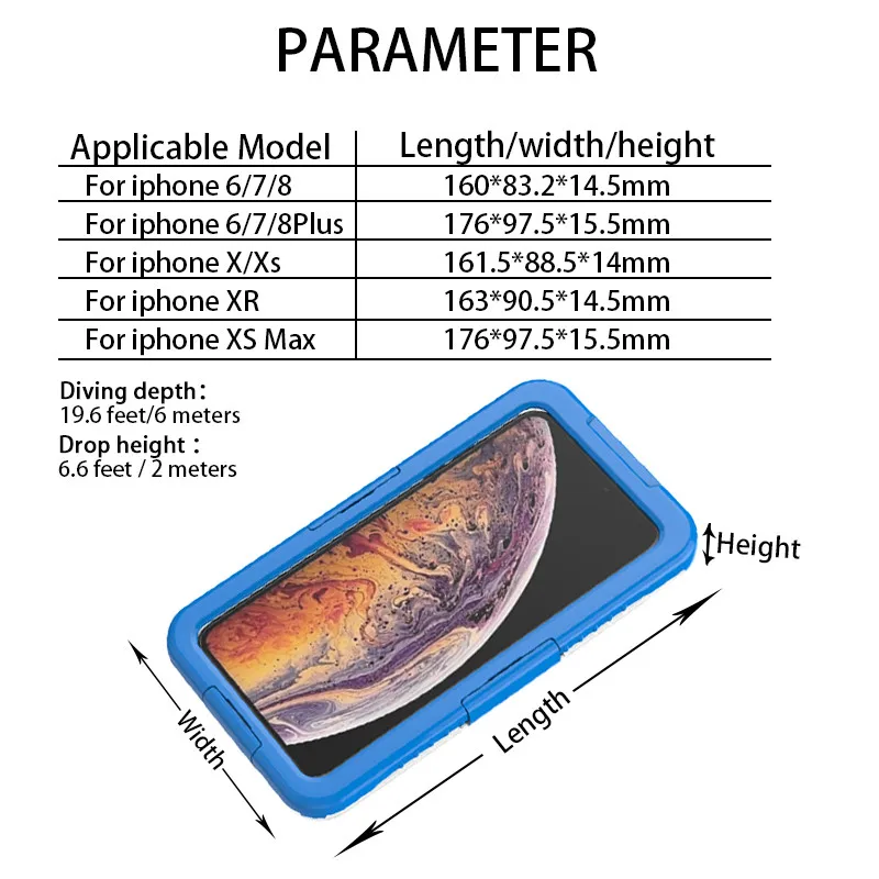 IXP68 водонепроницаемый телефон чехол для iPhone 6 6s 7 7plus 8 8 Plus X XS XR XS Max чехол для плавания Дайвинг водонепроницаемый ТПУ покрытие для чехла