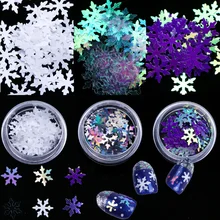 Голографический блеск рождественские снежинки Блестки для нейл Арта(искусство украшения ногтей) пайетки белые хлопья блестки Польский Маникюр украшения CHDX01-06