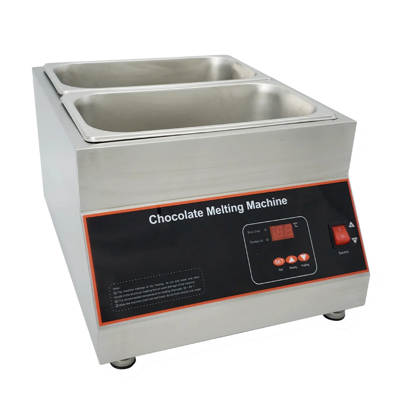 2 Non-Stick Pot Tempering Cylinder Melter Pan chocolate melter furnace air heating chocolate melting machine
