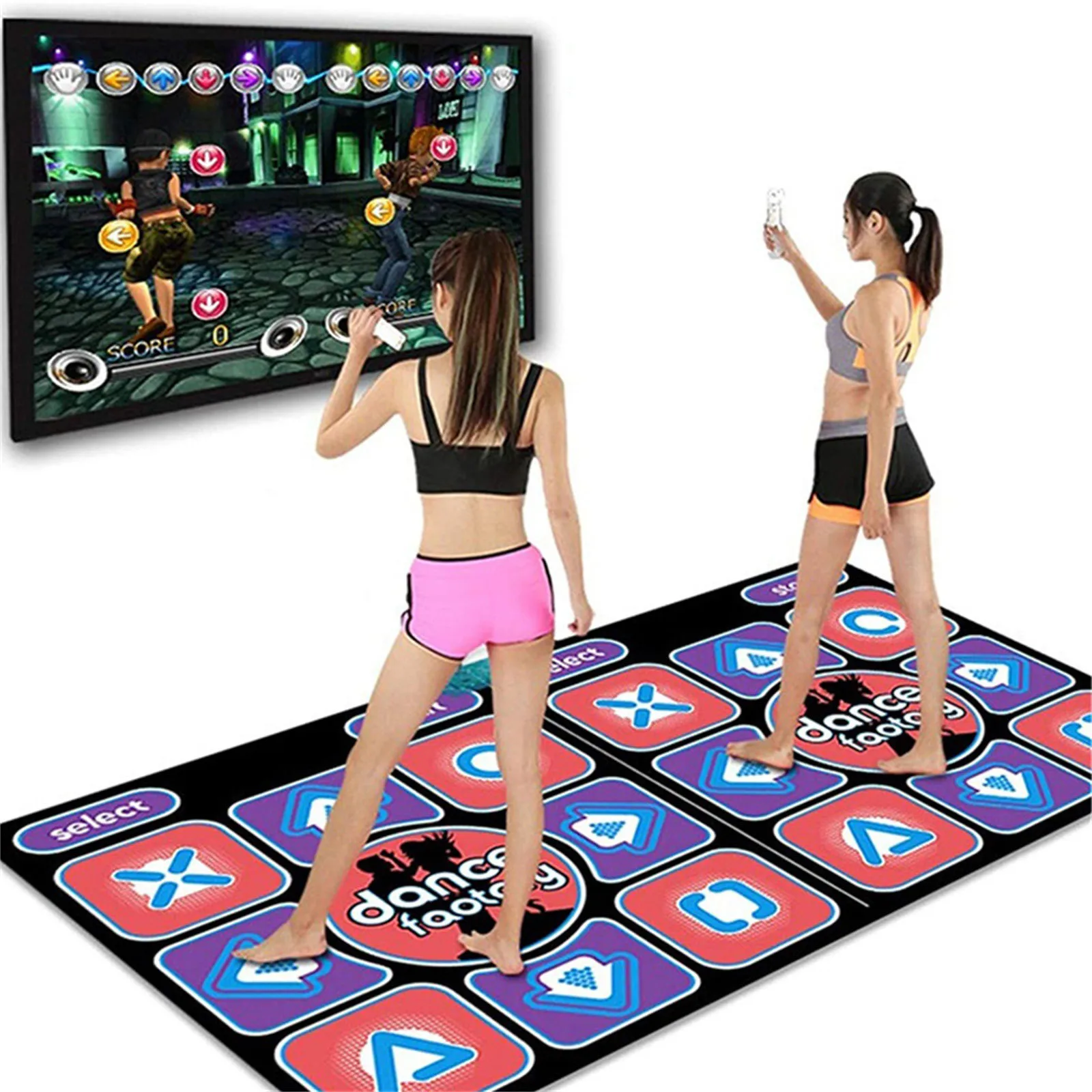 Plug and Play Sense Game Yoga Game Blanket,Multi-Function Games & Levels Yunkin Double User Dance Mats for Kids Adults,Non-Slip Dancers Step Pads with Music 
