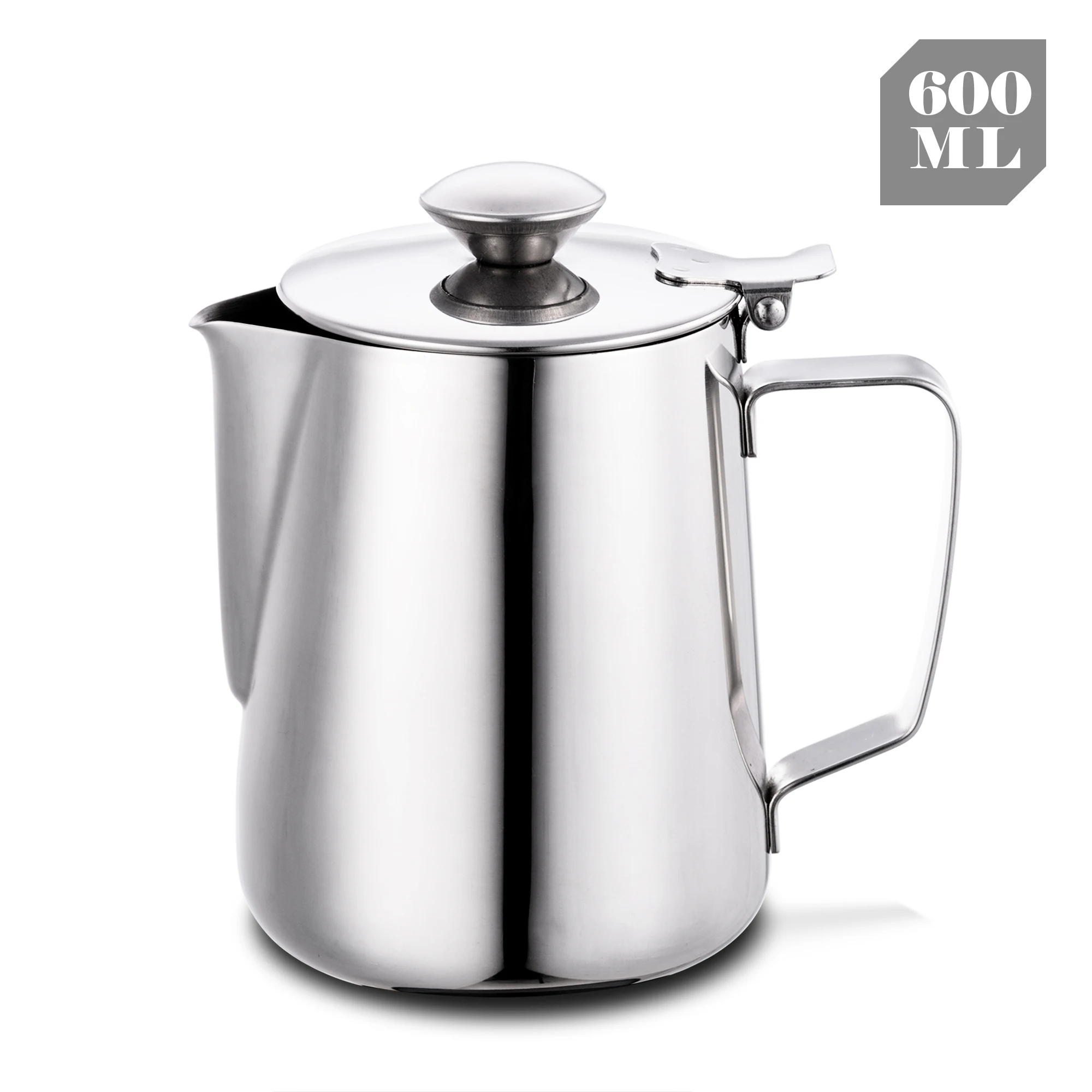 Milk Frothing Jug Stainless Steel Coffee Cup with Lid 350ml 600ml