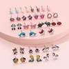 20pairs Lovely Baby Kids Children Earrings Unicorn Mermaid Pearl Crystal Crown Statement Jewelry Stud Earrings Set Birthday Gift ► Photo 3/6