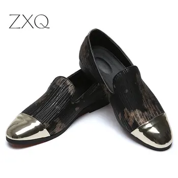 

New Fashion Plus Size 6-12.5 Men Party Loafers Pointed Toe Flat Shoes For Men Slip On Moccasins Casual Shoes