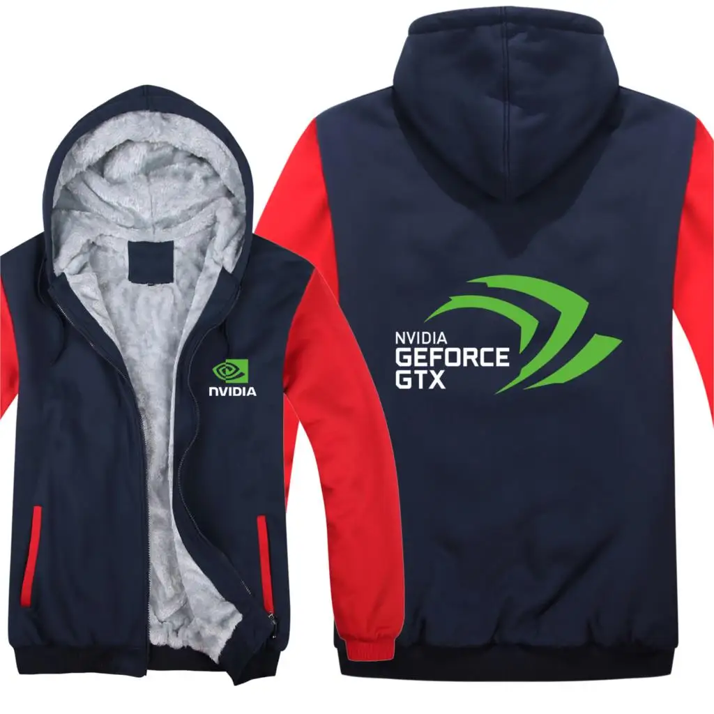 Зимний Процессор Nvidia толстовки для мужчин Geforce GTX Пальто Пуловер Шерсть подклад куртки Nvidia толстовки с капюшоном HS-060