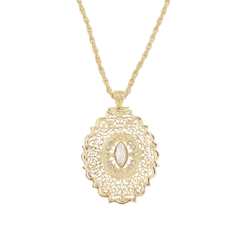 Длинное золотое ожерелье с подвеской в марокканском стиле для женщин, подвеска с подвеской в виде кафтана, ювелирные украшения для свадьбы - Окраска металла: 2844