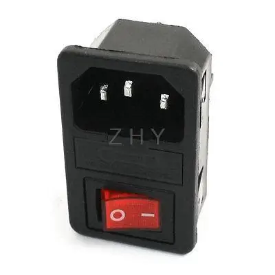 

AC 250V 10A Rocker Switch 3 Pin IEC320 C14 Inlet Male Plug Power Socket
