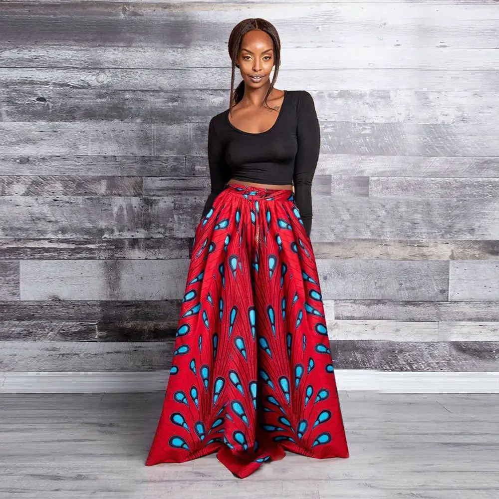 SUNGIFT африканские платья для женщин африканская Дашики печати эластичная талия юбка Макси длина Лето 5 смешанных цветов юбка Повседневное платье