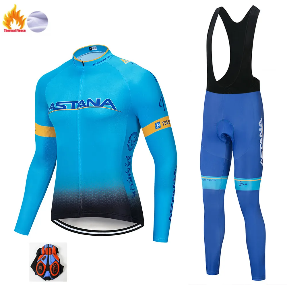 Астана Зимняя Теплая Флисовая велосипедная Одежда Набор Майо Ropa Ciclismo Invierno MTB велосипедная Спортивная одежда для велосипеда - Цвет: Winter suit