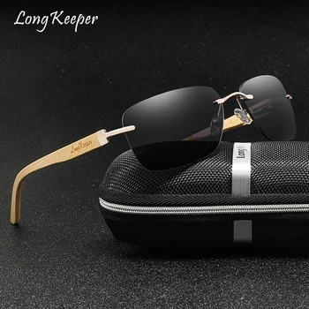 

2020 Vintage Rimless Bamboo Sunglasses Men Wooden Sun Glasses With LOGO Design Retro Shades Sun Glasses For Women UV400 Goggle