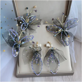 

Bride-shaped crepe flower tiara new 2019 show Super simple Korean style bridal wedding hair accessories
