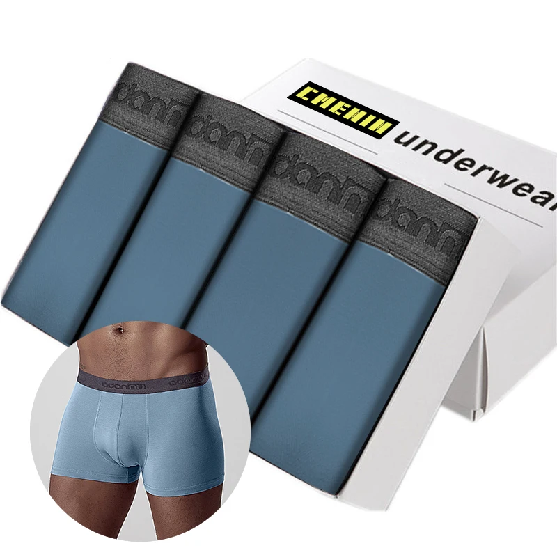 (4)AD306-Blue 4 шт., боксеры, нижнее белье из модала, мужское нижнее белье, хлопковые боксеры, трусы, дышащие боксеры, шорты для мужчин, Cueca, мужские трусы, боксеры, шорты - Цвет: (4)AD306-Blue