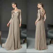 Ruched Evening Dresses Half Sleeve V-Neck A-Line Long Pleated Wedding Party Guests Prom Gwons New Elegant robe de soirée de mari