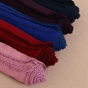 

Muslim Scarf Plain Bubble Chiffon Hijab Scarf Women Long Shawls and Wraps Head Scarf Soft Long Lace Georgette Scarves Hijabs