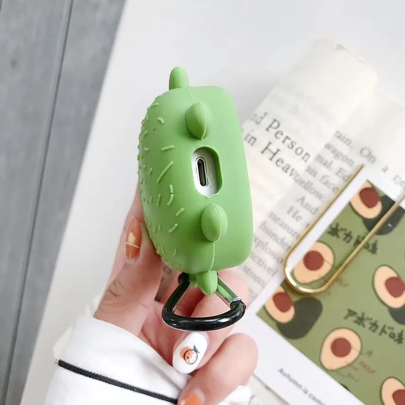 Funda para auriculares de color naranja de aguacate de dibujos animalos suave bonita funda para AirPods funda de carga para Airp