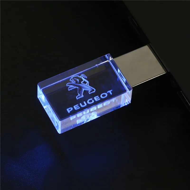 JASTER Peugeot kristal+ metalen USB flash drive pendrive 4GB 8GB 16GB 32GB 64GB 128GB Externe Opslag memory stick u disk - Цвет: Blue