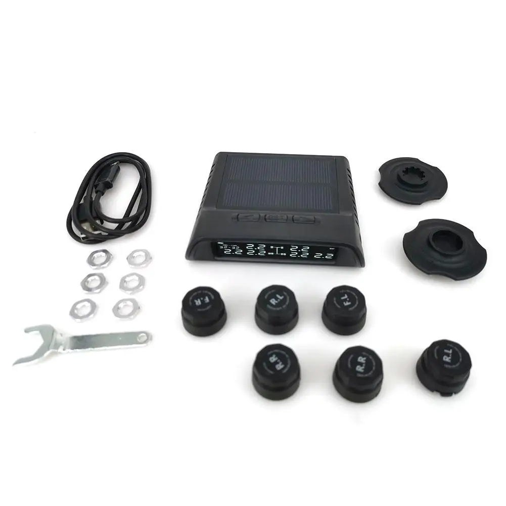 1 комплект TPMS автомобильный Грузовик беспроводная система контроля давления в шинах с 6 внешними датчиками сменный аккумулятор ЖК-дисплей