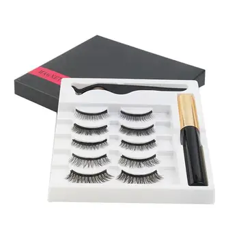 

5 Pair Magnet Eyelash Magnetic Liquid Eyeliner & Magnetic False Eyelashes & Tweezer Sets Waterproof Eyelash Extension Tools