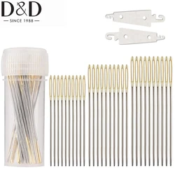 D&D 30Pcs Hand Stitching Needles With 2pcs Metal threader Large Eye Sewing Needles for Cross Stitch Sewing Tools