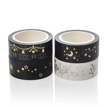 

1 Pcs 15mm*5m Gold Silver Foil Star Moon Branch House Masking Washi Tapes Album Scrapbooking DIY Label Sticker Stationery