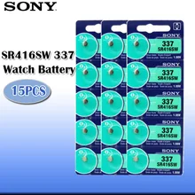 15 шт./партия sony 100 1,55 V 337 SR416SW серебро оксид часы батарея 337 SR416SW Кнопка монета ячейка Сделано в Японии 0% Hg