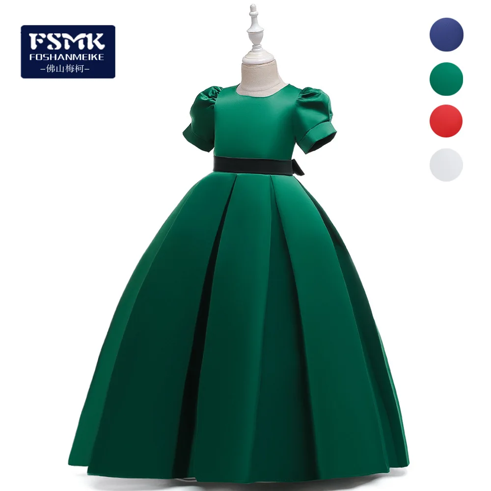 Foshan Childrenswear CHILDREN'S Dress Princess Dress Short Sleeve Girls Evening Dress Qidi Long Skirts Big Boy Dress