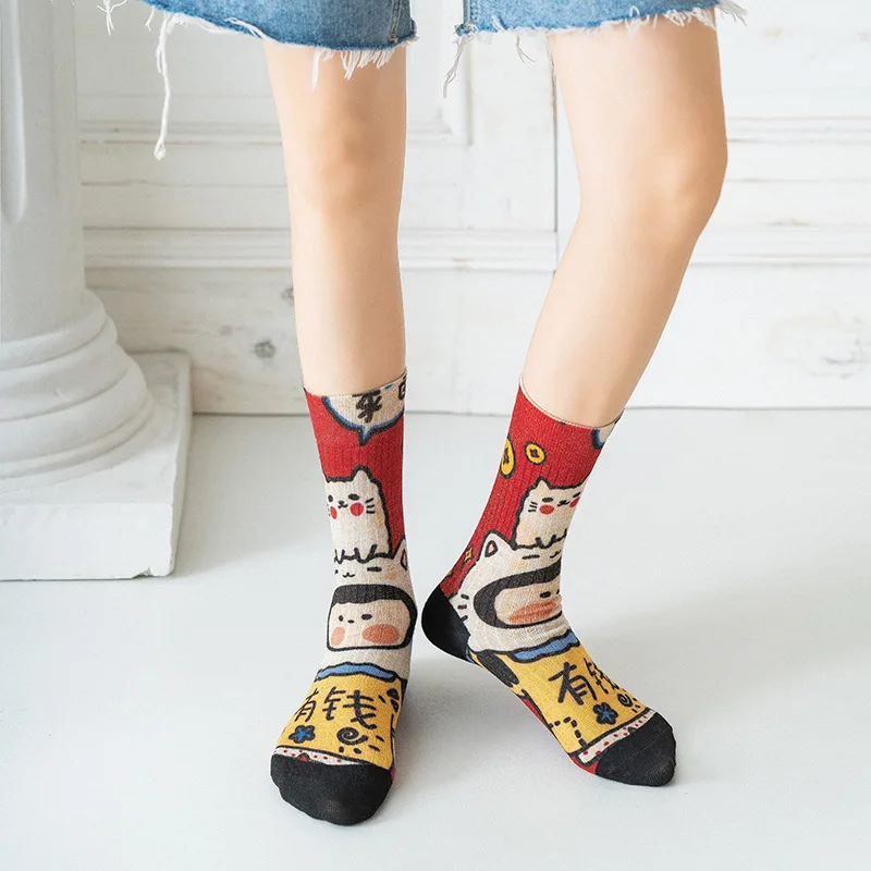 

Personalized Autumn and Winter New Products Printed Women's Socks 3D Cartoon Series Ladies Tube Socks Street Style Fashion Socks