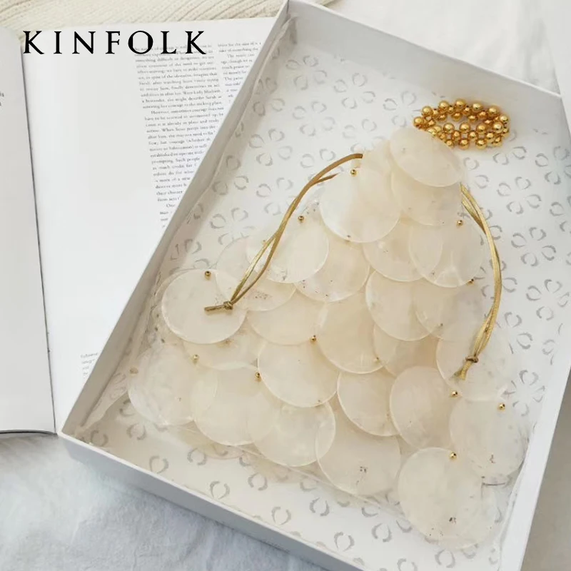 NEW shell bags for women luxury evening sequins handbags lady mini chain shoulder bag designer girl pearl pendant crossbody bag