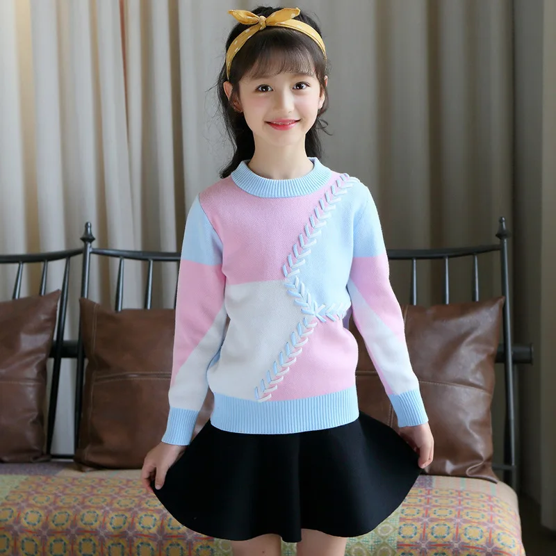 4-14T свитер для девочек; Новинка года; модная бархатная плотная Шерстяная Рубашка из хлопка; свитера для девочек; высокое качество - Цвет: white
