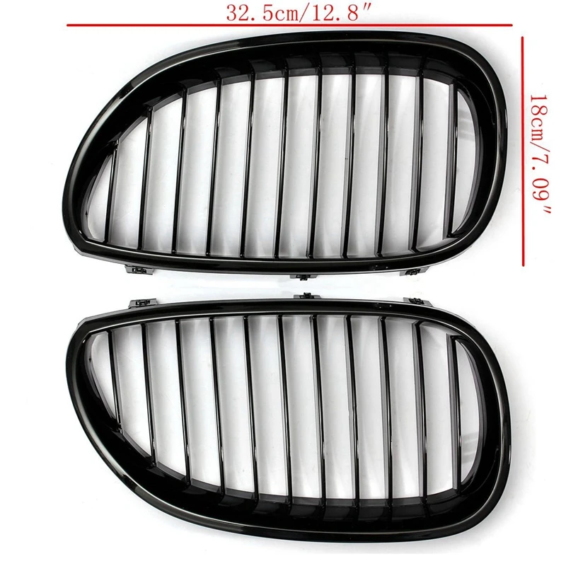 Передний капот почек решетка для 2003-2010 E60 E61 525I 525Xi 528I 528Xi 530I 530Xi 535I 550I 535Xi 545I(ярко-черный, почек гриль