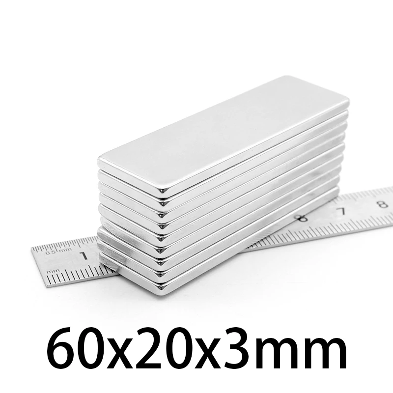 1-15 шт. 60x20x3 мм квадратный мощный магнит 60 x 20 3 N35 Сильный Неодимовый Магнит 60*20*3