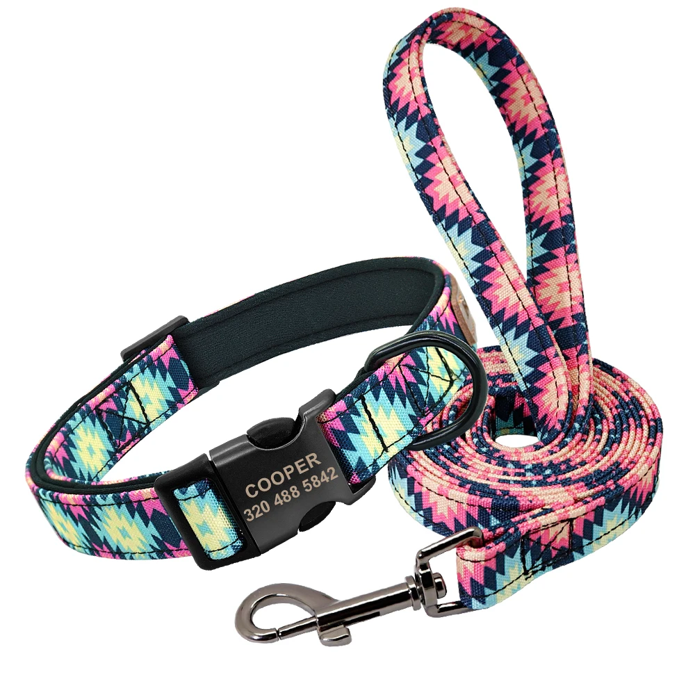 Custom Dog Collar Personalzied Nylon Pet Dog ID Tag Collars Engraved Printed Puppy Collar Leash For Small Medium Large Dogs dog leash dog collar pet collar