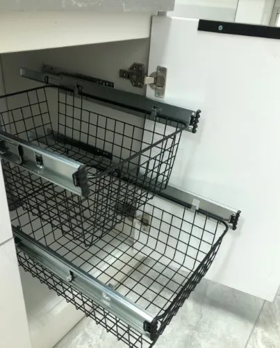 DIY Cupboard Drawer Basket Kitchen Storage Shelf Organizer Sliding Cabinet  Basket Pull Out Metal Drawer Type Mesh Basket - AliExpress