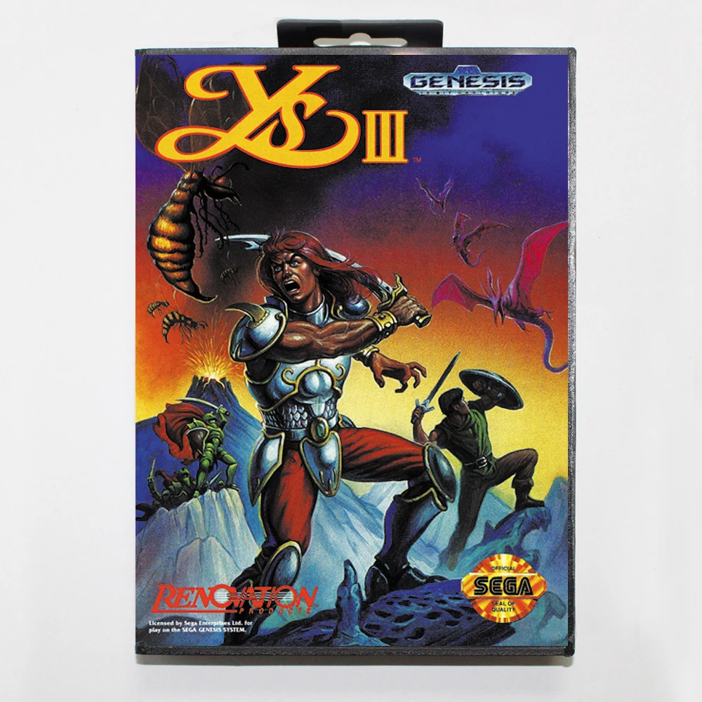 Ys III с розничной коробкой 16bit MD игровая карта для sega Mega Drive/Genesis