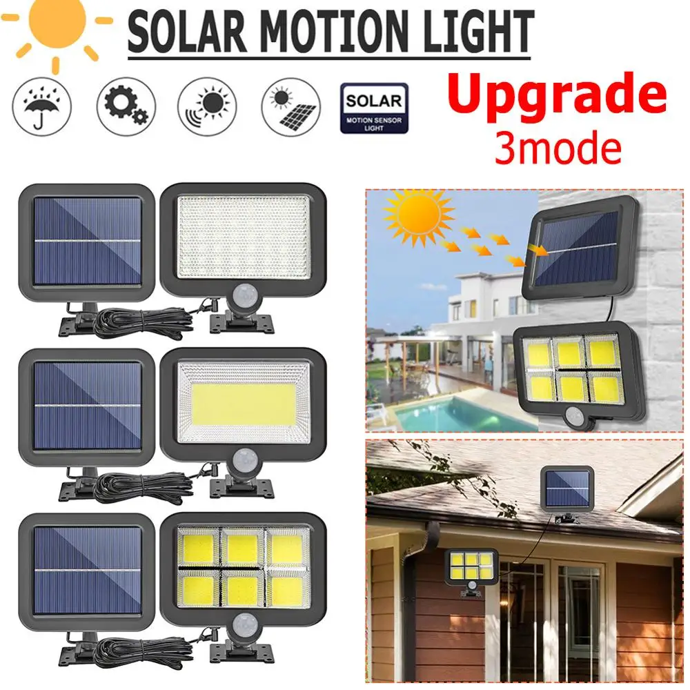 120LED COB Solar Motion Sensor Wall Light Outdoor Waterproof Garden Street Lamps 