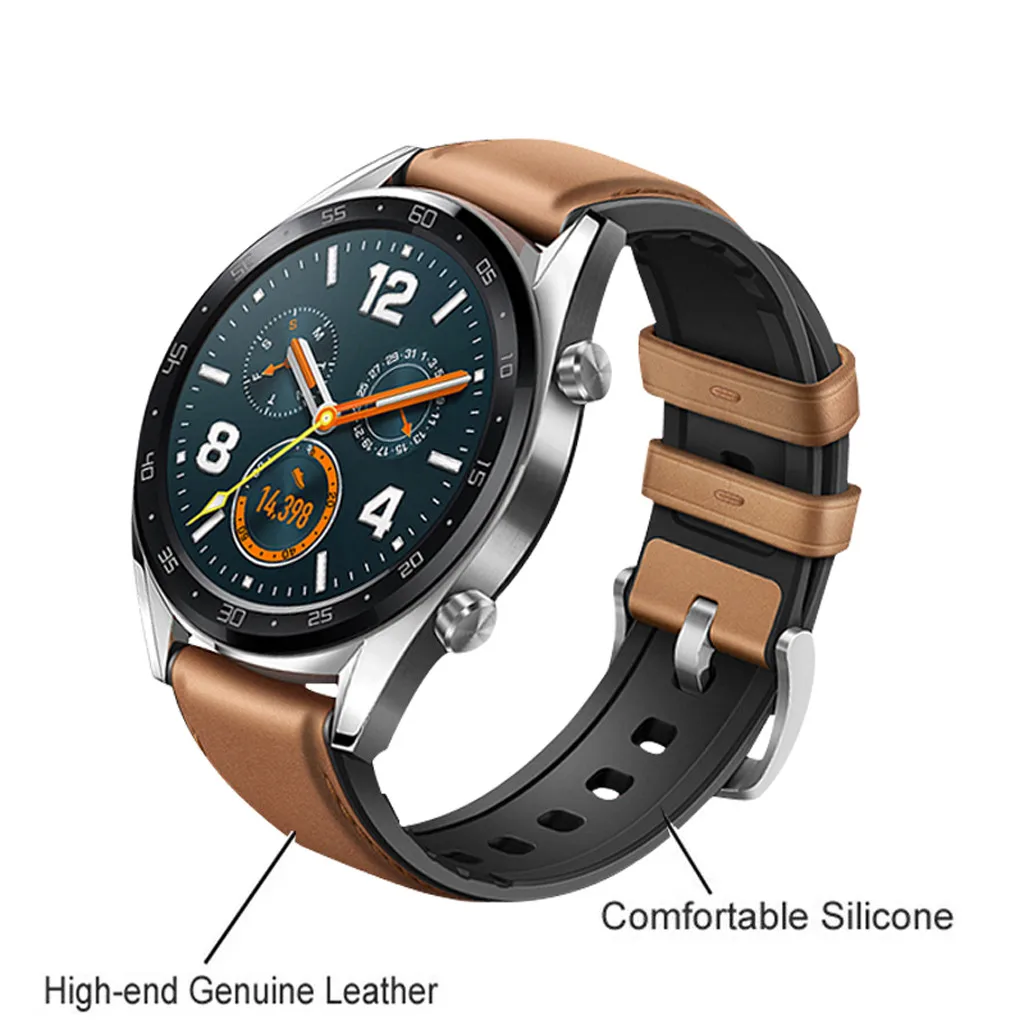 Ouhaobin ремешки для часов huawei GT/Active 46 мм Смарт-часы кожаный с силиконовым ремешком на запястье сменный ремешок для часов