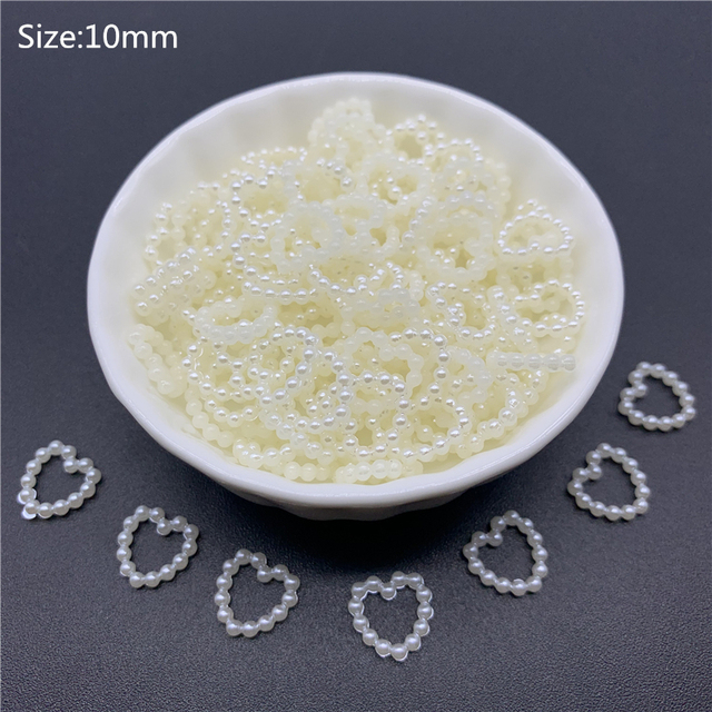 10mm Acrylic Beads Heart Shape Imitation Pearls Flatback For Art Scrapbooking Decoration Beads For Jewelry Making